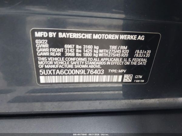2022 BMW X5 XDRIVE45E — I9