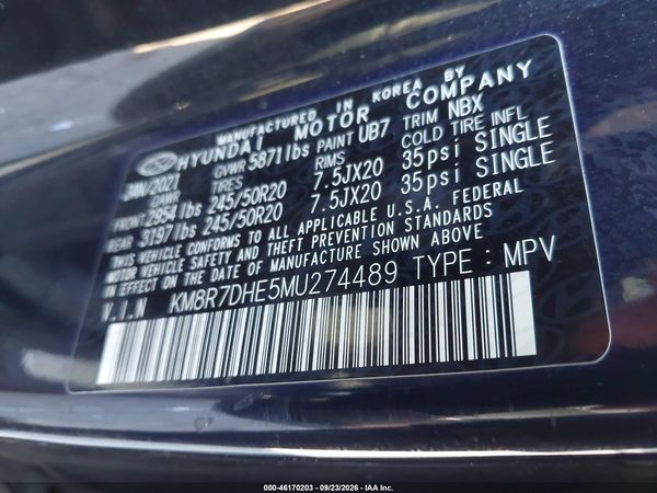 2021 HYUNDAI PALISADE CALLIGRAPHY — I9