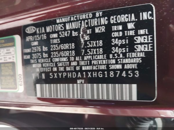 2017 KIA SORENTO 2.0T EX — I9