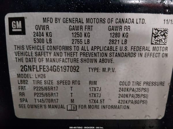 2016 CHEVROLET EQUINOX LT — I9
