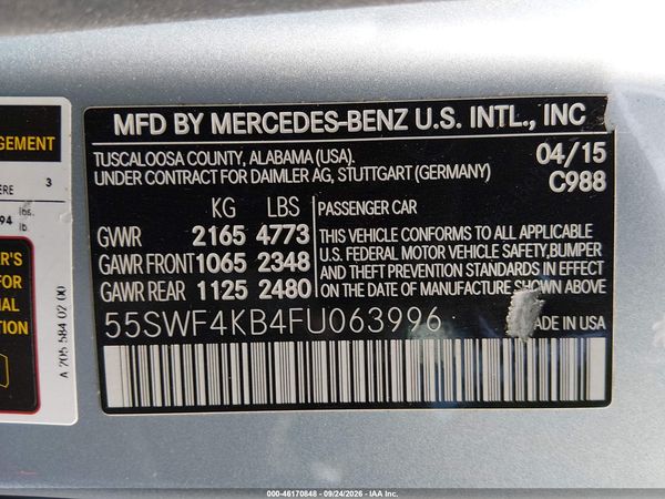 2015 MERCEDES-BENZ C 300 LUXURY 4MATIC — I9