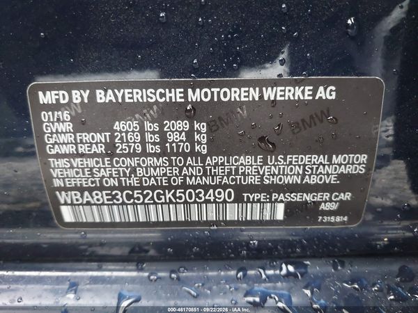 2016 BMW 328I XDRIVE — I9