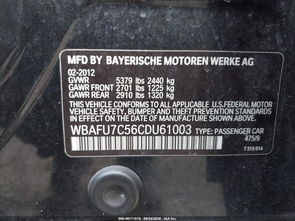 2012 BMW 535I XDRIVE — I9