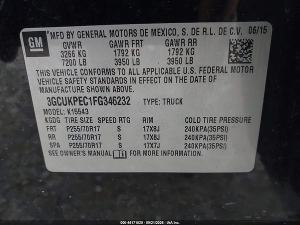 2015 CHEVROLET SILVERADO 1500 WT — I9