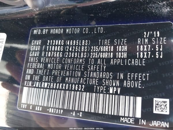 2019 HONDA CR-V EX-L — I9