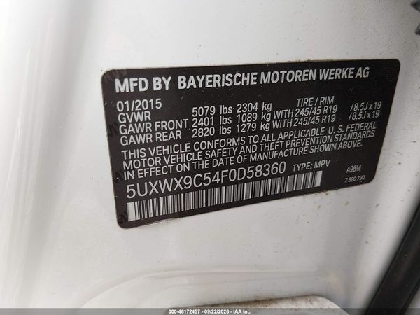 2015 BMW X3 XDRIVE28I — I9