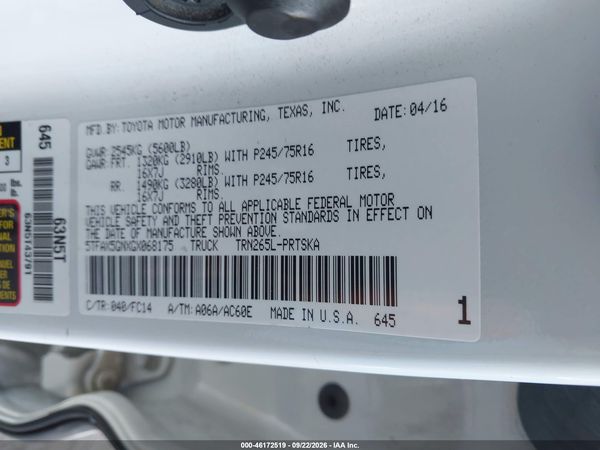 2016 TOYOTA TACOMA SR5 — I9