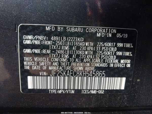 2019 SUBARU FORESTER PREMIUM — I9