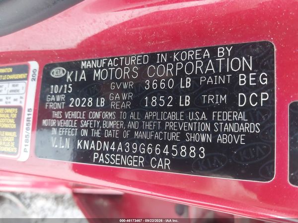 2016 KIA RIO EX — I9