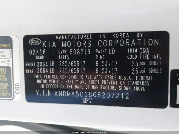 2016 KIA SEDONA L — I9
