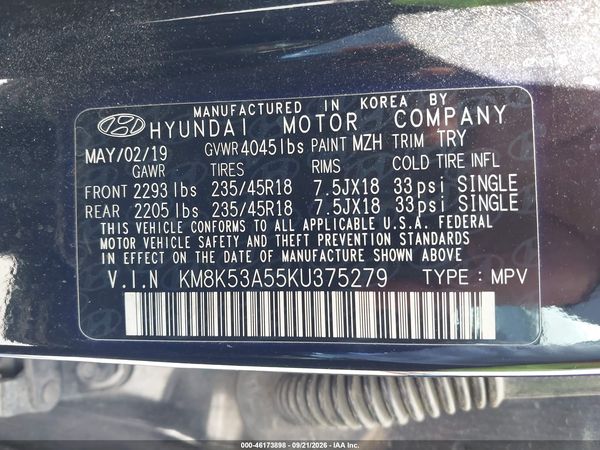 2019 HYUNDAI KONA ULTIMATE — I9