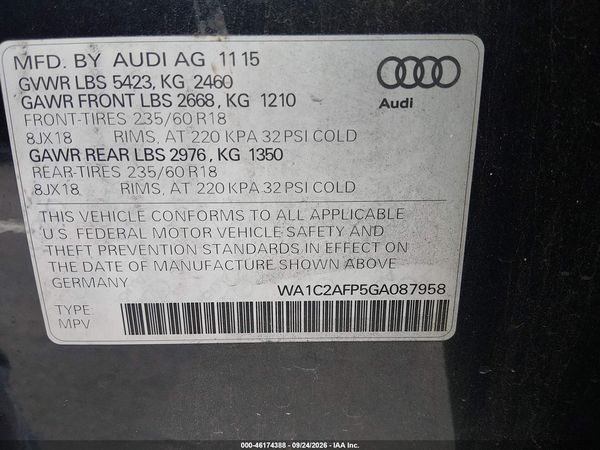 2016 AUDI Q5 2.0T PREMIUM — I9