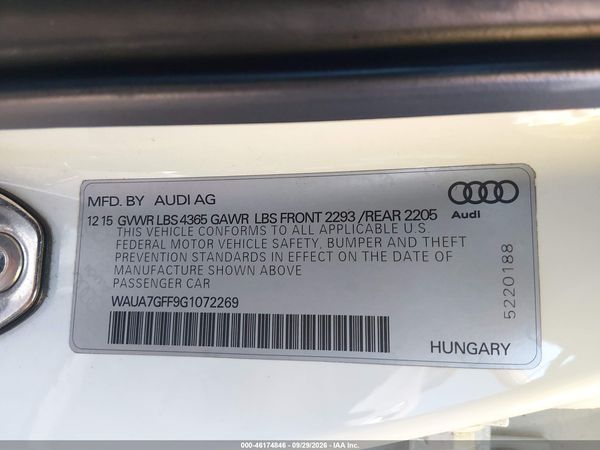 2016 AUDI A3 1.8T PREMIUM — I9
