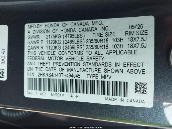 2026 HONDA CR-V EX AWD — I9