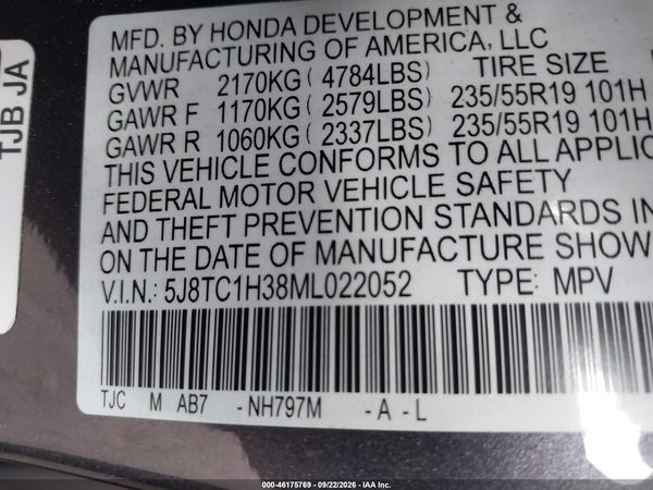 2021 ACURA RDX STANDARD — I9