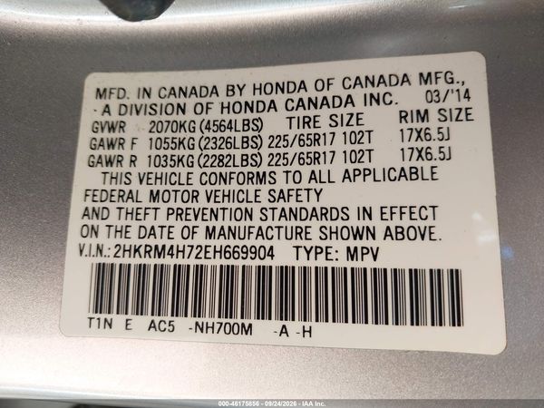 2014 HONDA CR-V EX-L — I9