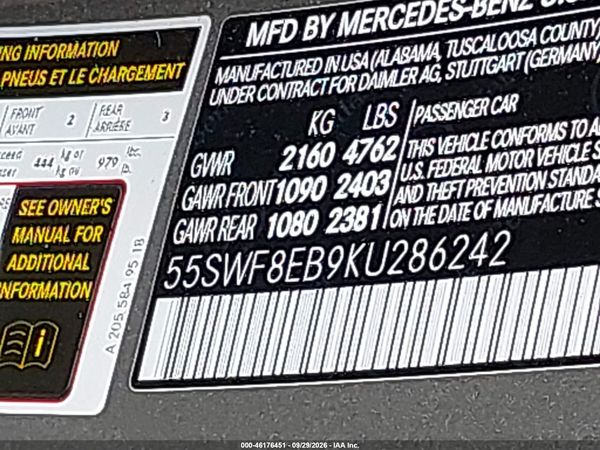 2019 MERCEDES-BENZ C 300 4MATIC — I9