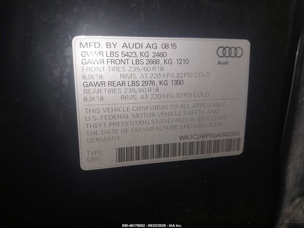 2016 AUDI Q5 2.0T PREMIUM — I9