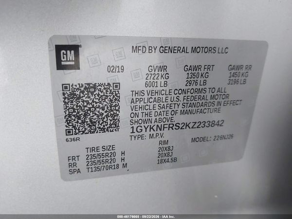 2019 CADILLAC XT5 PREMIUM LUXURY — I9