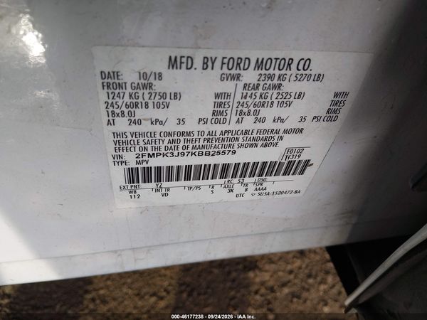 2019 FORD EDGE SEL — I9