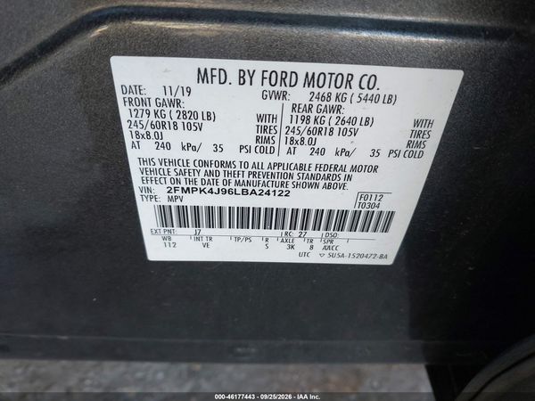 2020 FORD EDGE SEL — I9
