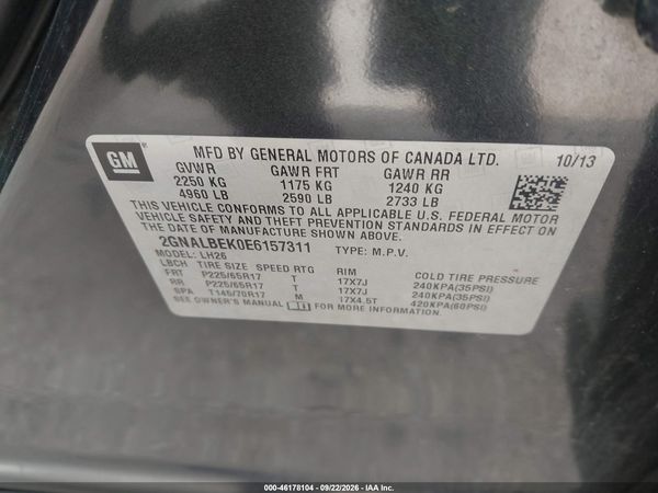 2014 CHEVROLET EQUINOX 1LT — I9
