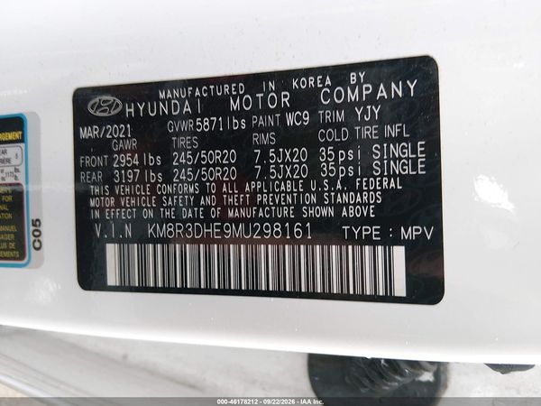 2021 HYUNDAI PALISADE SEL — I9