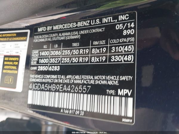 2014 MERCEDES-BENZ ML 350 4MATIC — I9