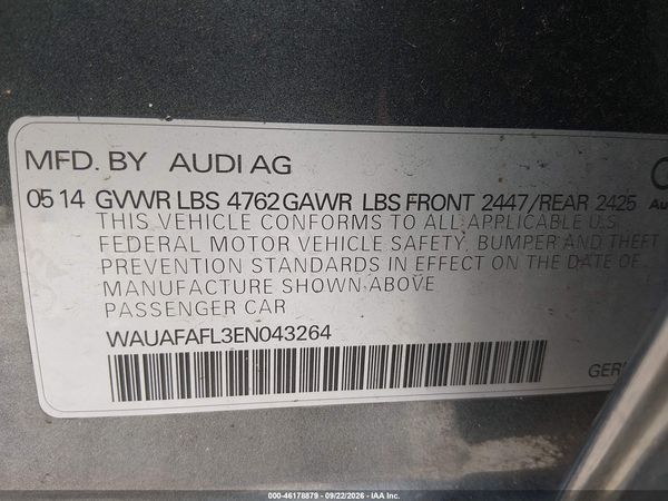 2014 AUDI A4 2.0T PREMIUM — I9