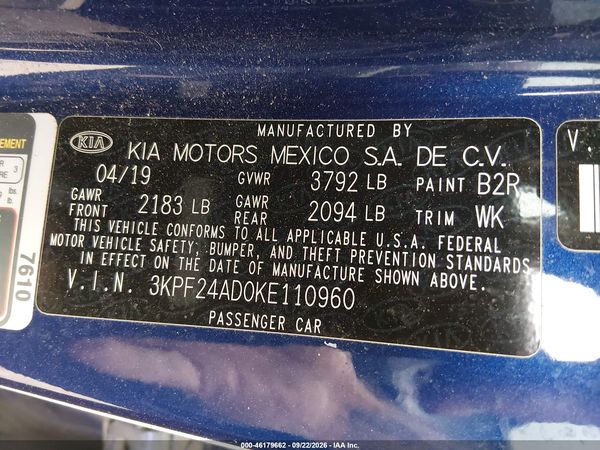 2019 KIA FORTE LXS — I9