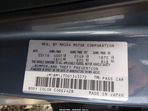 2016 MAZDA MAZDA3 I SPORT — I9