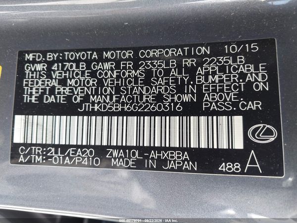 2016 LEXUS CT 200H — I9