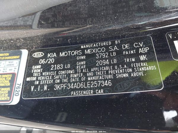 2020 KIA FORTE GT-LINE — I9