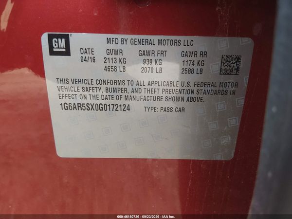 2016 CADILLAC CTS LUXURY COLLECTION — I9