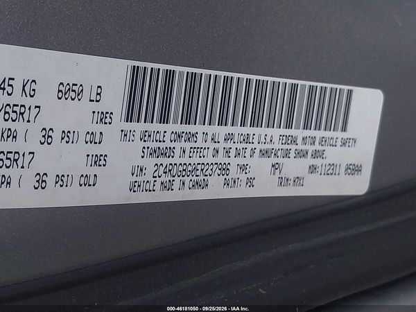 2014 DODGE GRAND CARAVAN SE — I9