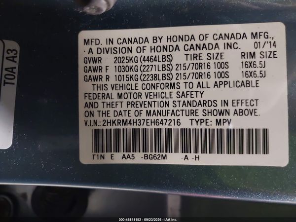2014 HONDA CR-V LX — I9