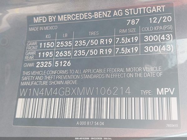 2021 MERCEDES-BENZ GLB 250 GLB250 — I9