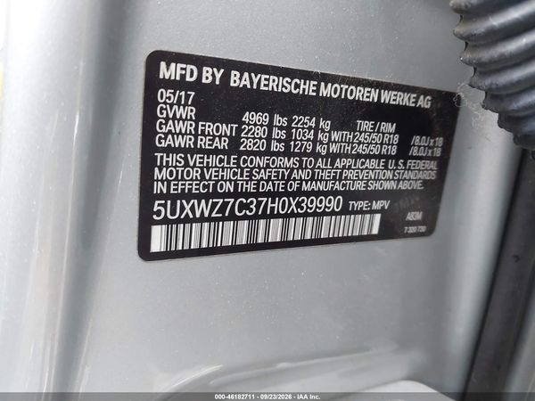 2017 BMW X3 SDRIVE28I — I9