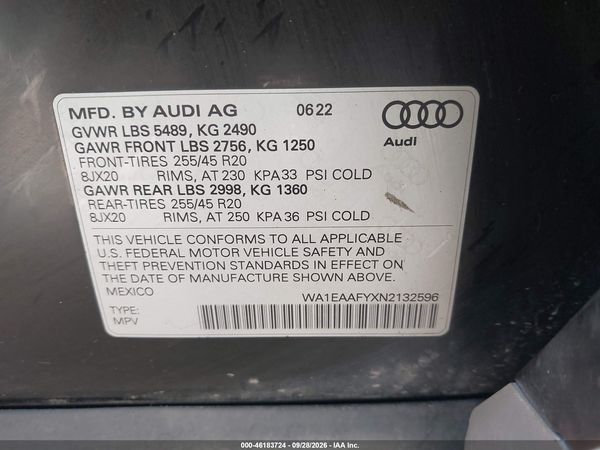 2022 AUDI Q5 — I9