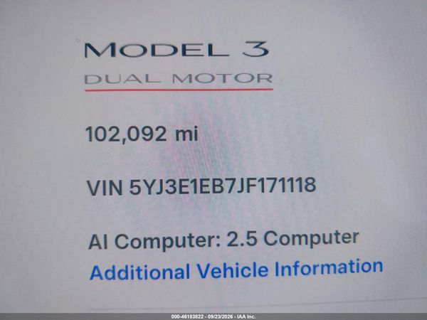 2018 TESLA MODEL 3 LONG RANGE/PERFORMANCE — I118