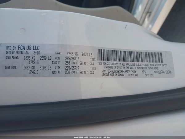 2016 DODGE GRAND CARAVAN SXT — I9