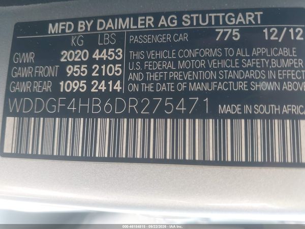 2013 MERCEDES-BENZ C 250 SPORT — I9