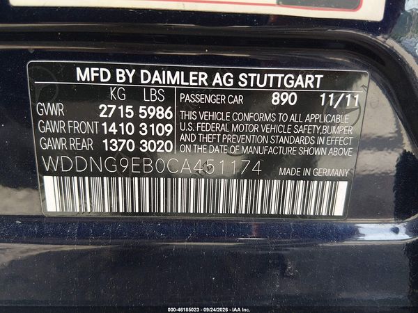 2012 MERCEDES-BENZ S 550 4MATIC — I9