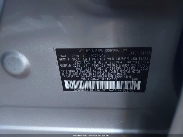 2020 SUBARU ASCENT LIMITED — I9