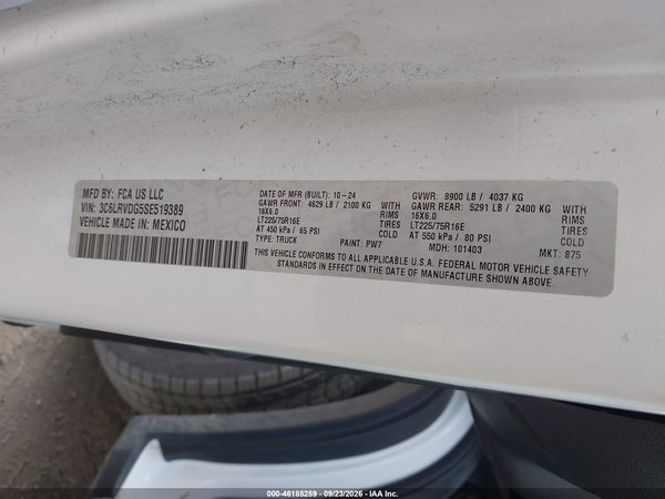 2025 RAM PROMASTER 2500 — I9