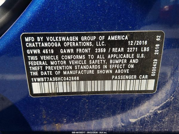 2017 VOLKSWAGEN PASSAT 1.8T SE — I9