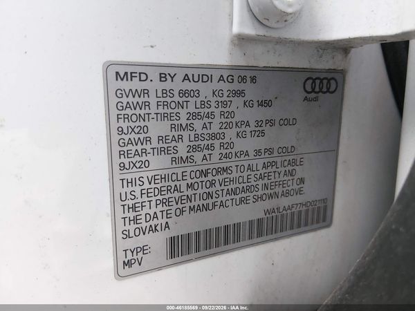 2017 AUDI Q7 3.0T PREMIUM — I9