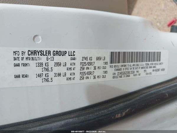 2013 DODGE GRAND CARAVAN SE — I9