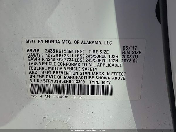 2017 ACURA MDX TECHNOLOGY PACKAGE — I9