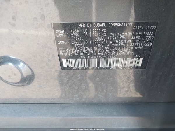 2023 SUBARU OUTBACK Base — I9